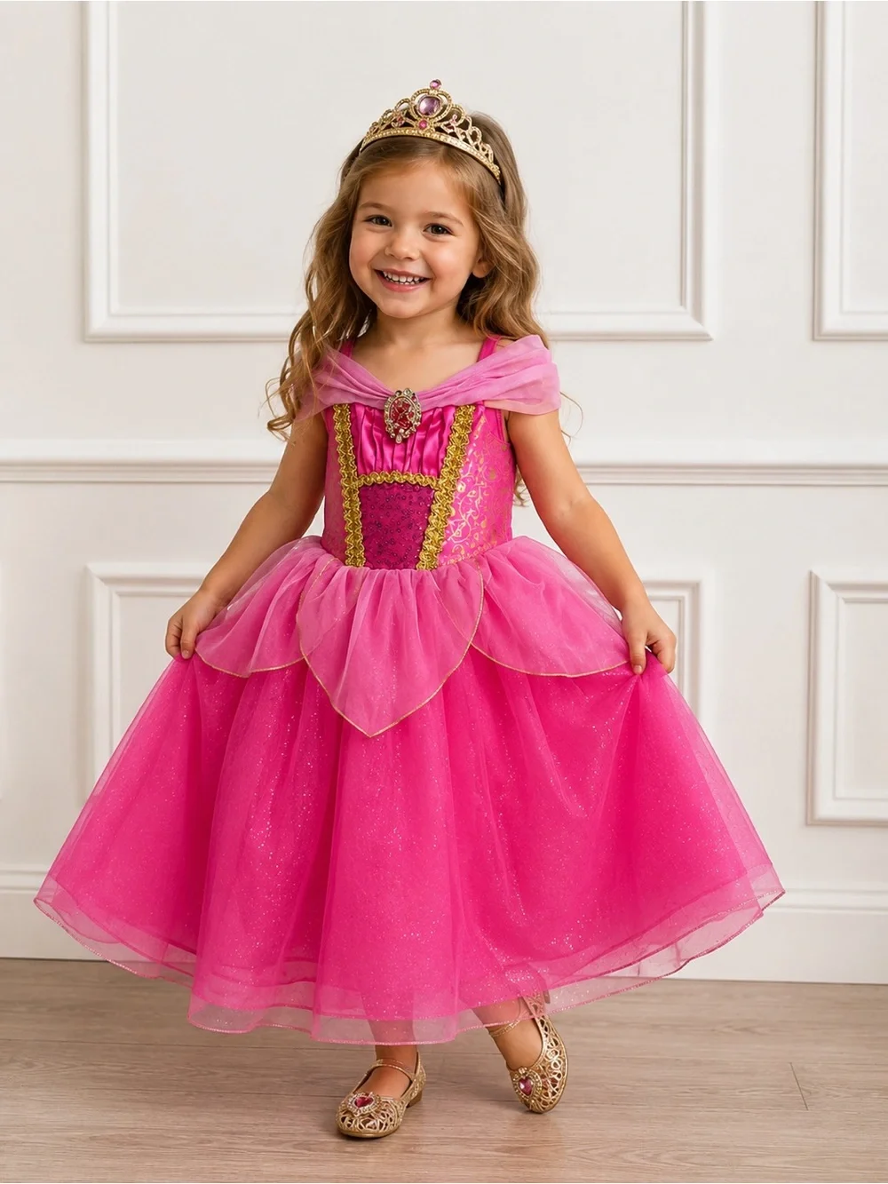 Disney Princess Aurora Sleeping Beauty Costume Dress Girls Size 4 Pink Dress-Up